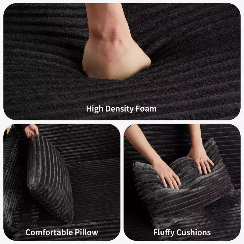 Divano Letto Estraibile 55", Divano Letto Reversibile Imbottito, Divano a Due Posti in Velluto a Coste con Seduta Profonda e Tasche Laterali per Soggiorno Appartamento