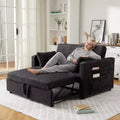 55 Pull-Out Sofa Bed, Upholstered Reversible Sleeper Sofa Bed, Deep Seat Corduroy Loveseat Sofa with Side Pockets for Living Room Apartment