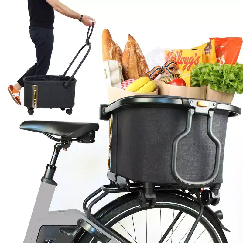 Cestino per bici a 2-in-1 e carrello multiuso per la spesa, Nero Melange