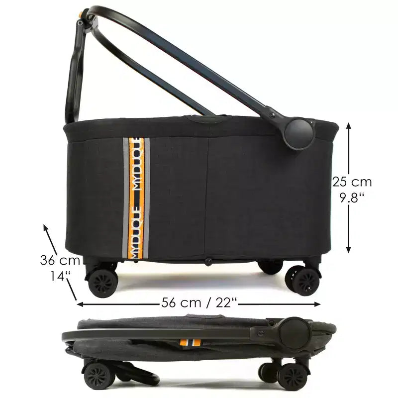 Cestino per bici a 2-in-1 e carrello multiuso per la spesa, Nero Melange