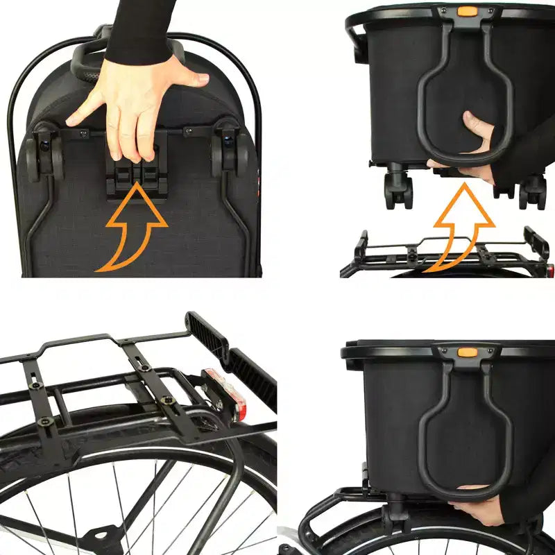 Cestino per bici a 2-in-1 e carrello multiuso per la spesa, Nero Melange