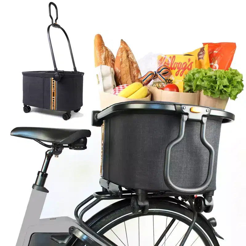 Cestino per bici a 2-in-1 e carrello multiuso per la spesa, Nero Melange