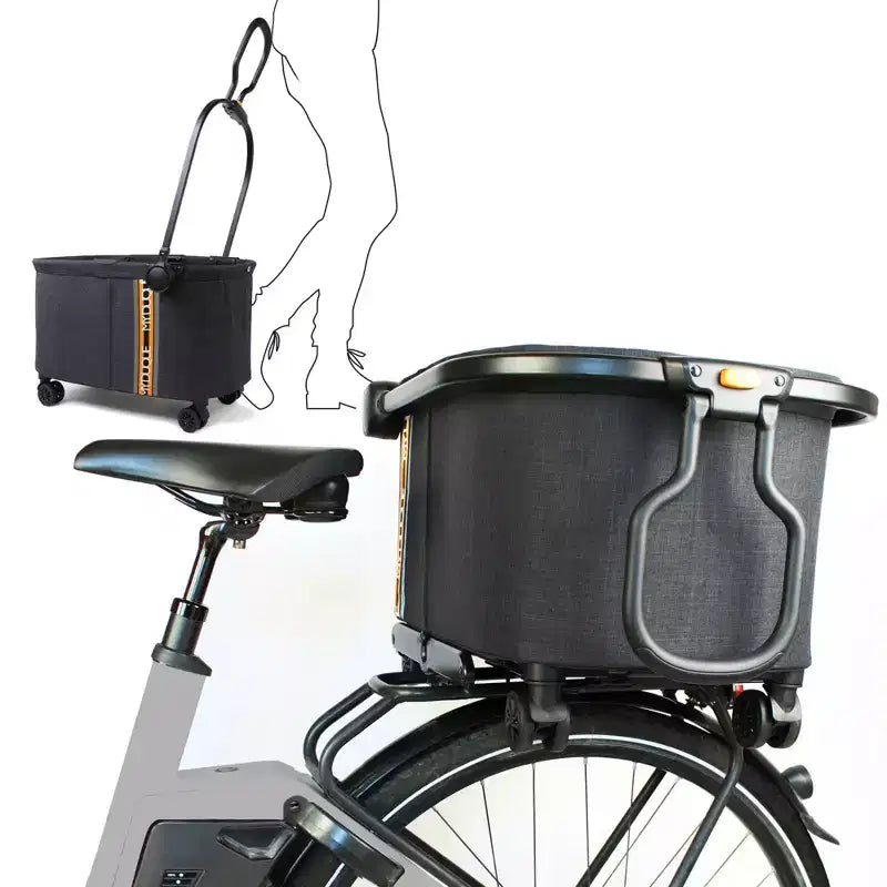 Cestino per bici a 2-in-1 e carrello multiuso per la spesa, Nero Melange