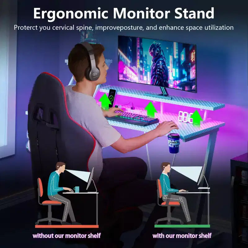 Scrivania gaming a L da 47 pollici bianca, piccola, da angolo, per computer, con supporto per monitor, ripiani portaoggetti, scrivania da gamer per camere da letto, workstation PC per ragazzi