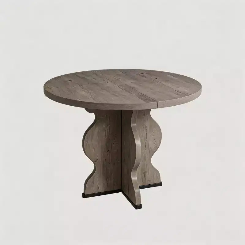 Tavolo da pranzo rotondo allungabile da 63 pollici per 4-8 persone, tavolo da cucina ovale in legno stile rustico, piano spesso, gamba larga e ondulata, circolare, per cena, sala da pranzo, appartamento
