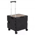 Gymax Foldable Utility Cart on 4 Rotate Wheels w/Telescoping Handle Lid & Cup Holder