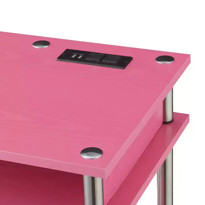 Scrivania per bambini con mensola a giorno e porte di ricarica USB