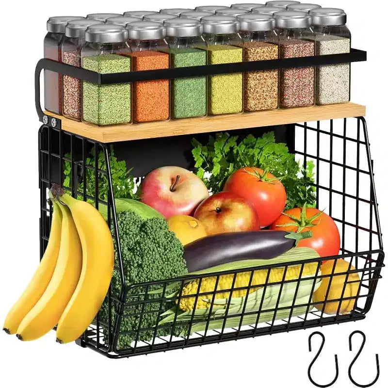 Home Collection Magnetic Fridge Shelf with Wood Lid Black