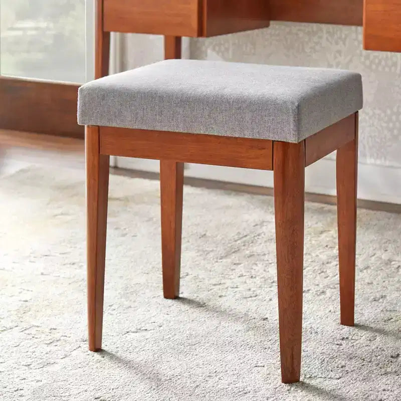 Sgabello da toeletta con finitura in rovere | Seduta moderna per camera da letto e spogliatoio