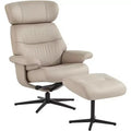 BenchMaster Bruce Mushroom Faux Leather Recliner Chair Modern with Ottoman Footrest Ergonomic Manual Reclining Swivel for Bedroom