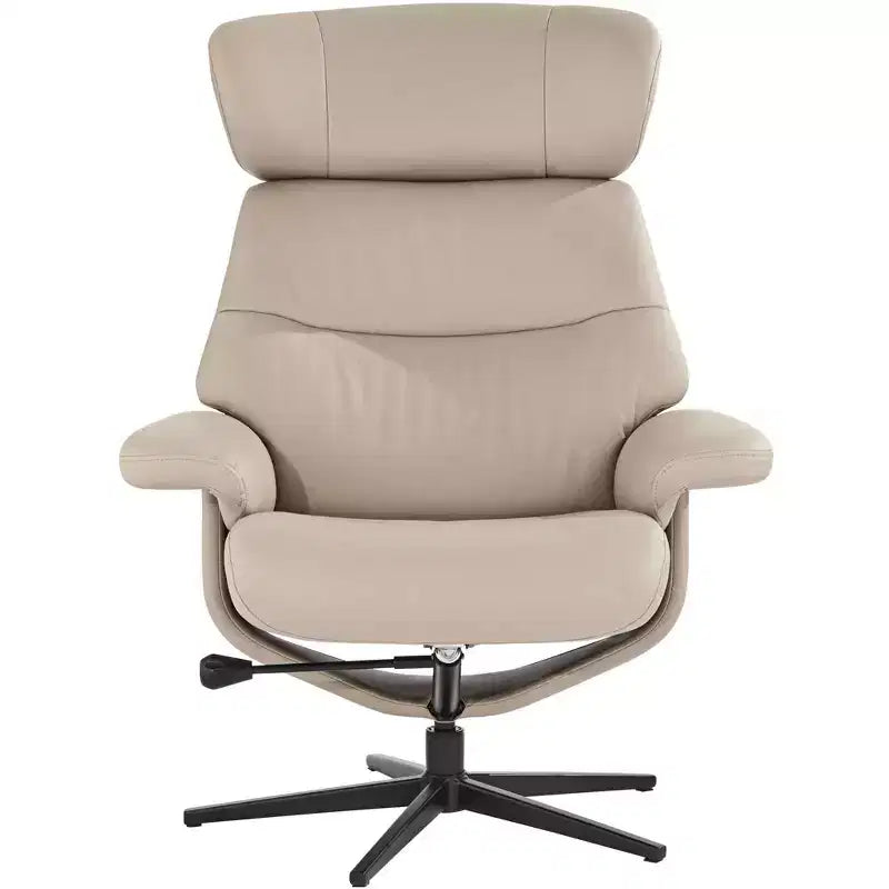 Poltrona Reclinabile Manuale in Similpelle Color Fungo con Pouf Poggiapiedi