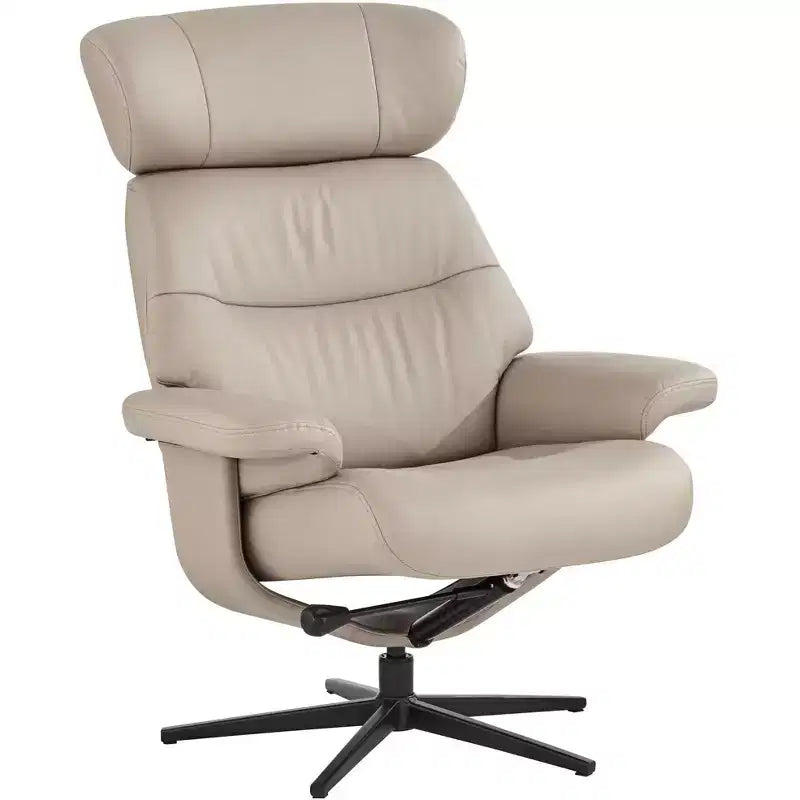 Poltrona Reclinabile Manuale in Similpelle Color Fungo con Pouf Poggiapiedi