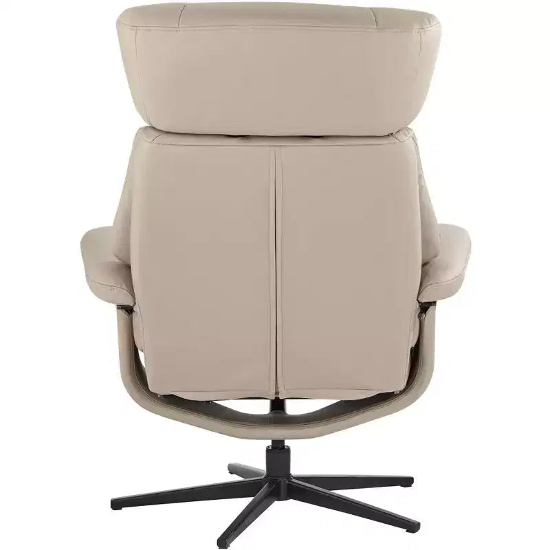 Poltrona Reclinabile Manuale in Similpelle Color Fungo con Pouf Poggiapiedi