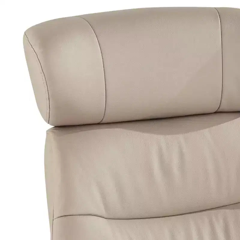 Poltrona Reclinabile Manuale in Similpelle Color Fungo con Pouf Poggiapiedi
