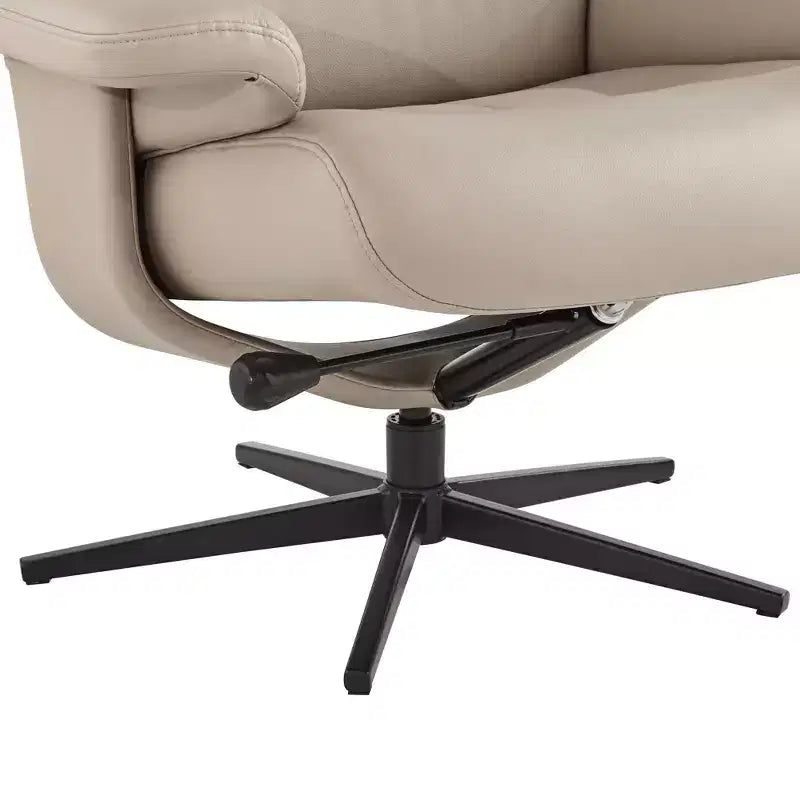 Poltrona Reclinabile Manuale in Similpelle Color Fungo con Pouf Poggiapiedi